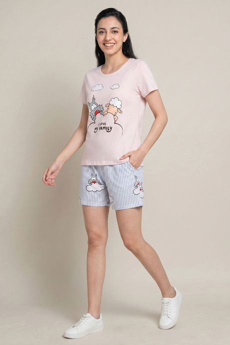 Zivame Farm Lore Knit Cotton Short Set - Cradle Pink — image 5